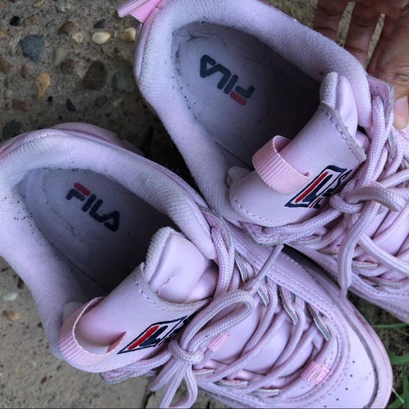 pink embroidered fila